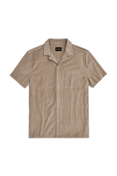 Terry Cloth Short Sleeve Button Up