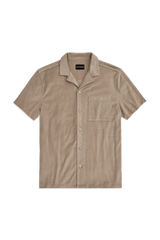 Terry Cloth Short Sleeve Button Up