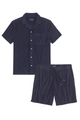 Terry Cloth Button Up + Shorts Set