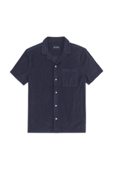 Terry Cloth Short Sleeve Button Up
