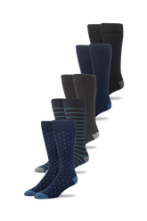 5-Pack SILVER Extended Crew Dress Sock