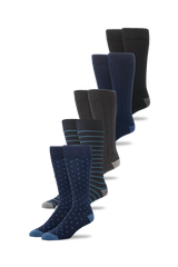 5-Pack SILVER Extended Crew Dress Sock