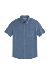 SILVER Pique Short Sleeve Button Up