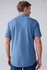 SILVER Pique Short Sleeve Button Up