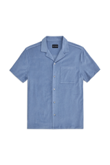 Terry Cloth Short Sleeve Button Up