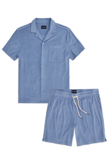 Terry Cloth Button Up + Shorts Set
