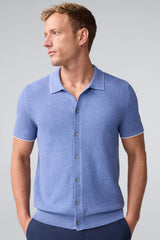 Tech Linen Button Up Sweater Polo