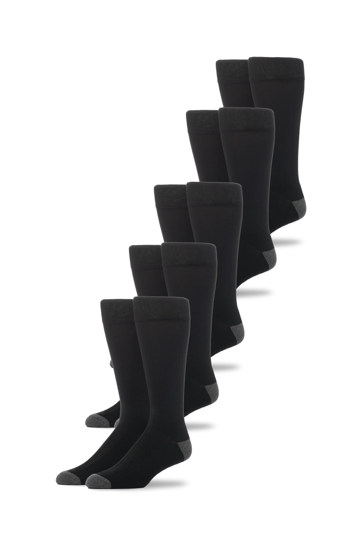 5-Pack SILVER Extended Crew Dress Sock